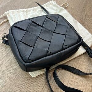 HOBO Black Woven Leather Crossbody Bag